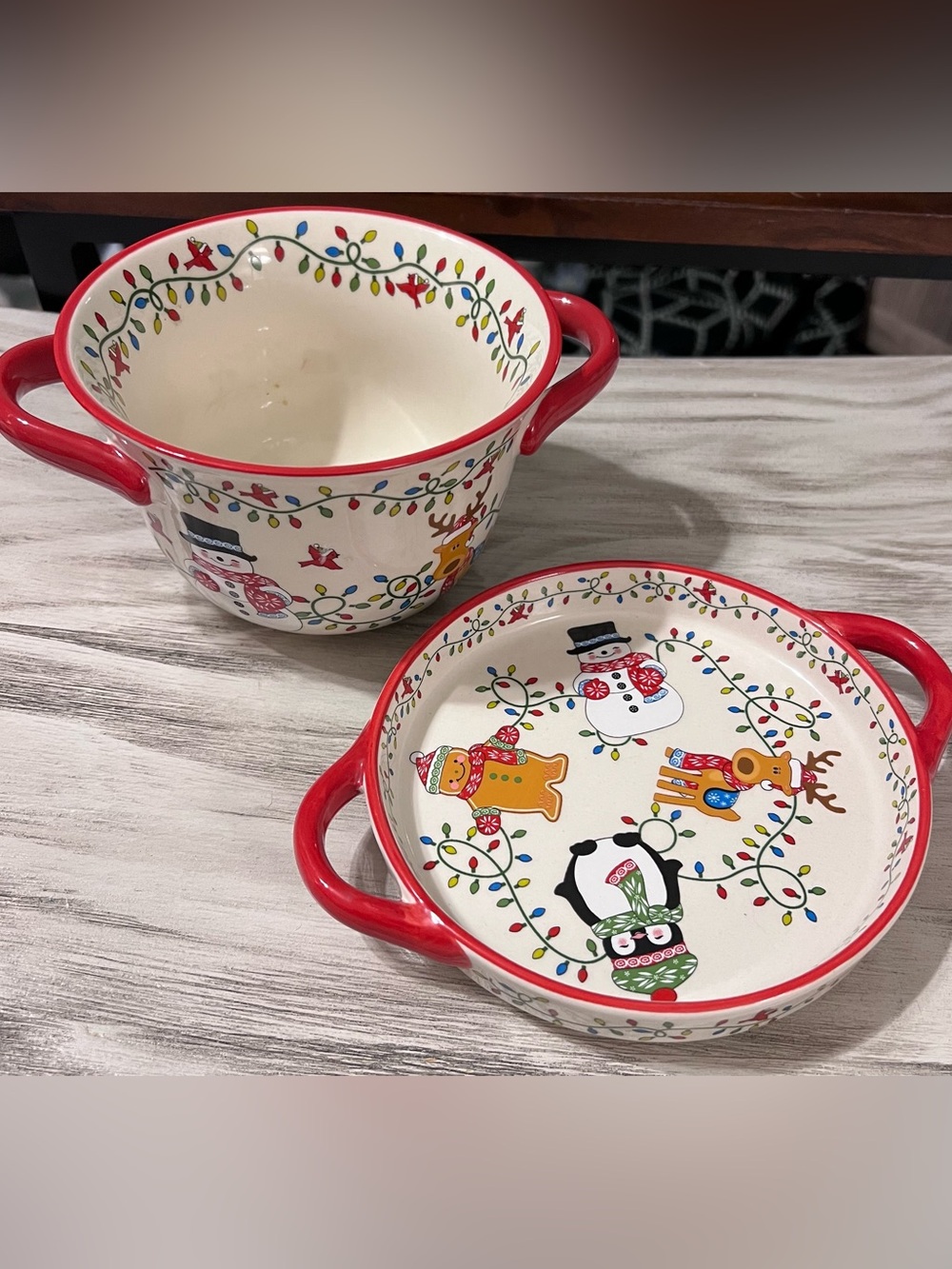 Temp-tations Winter Whimsy Christmas Soup Bowl Plate Set of 4